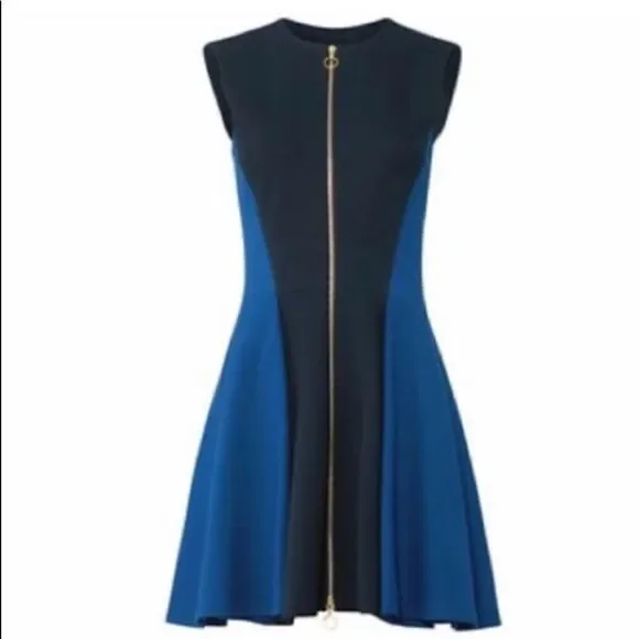 Chic NWT Elie Tahari Zip Front Scuba Fit & Flare Dress - Picture 3 of 6
